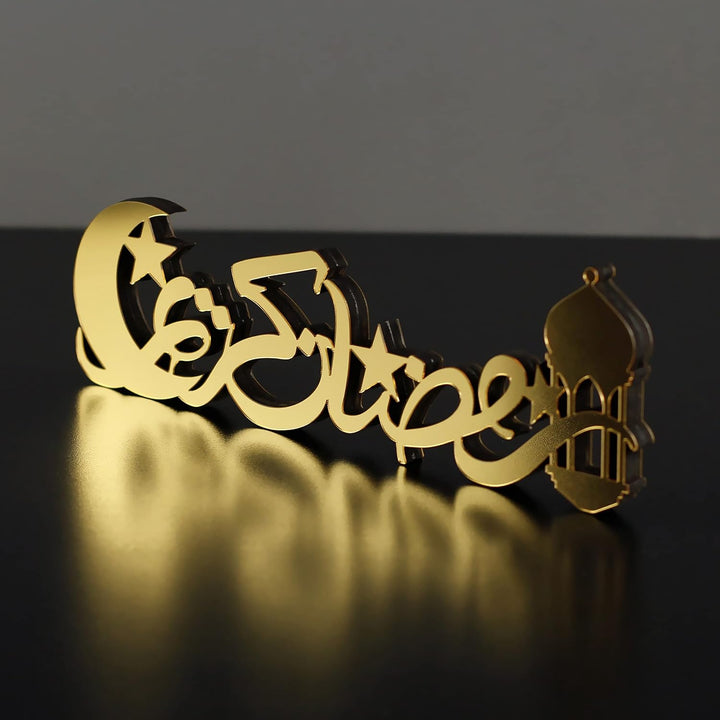 iwa concept Islamische Tischdekorationen aus Holz mit Acryl, Ramadan-Kareem-und Eid-Mubarak-Dekorati