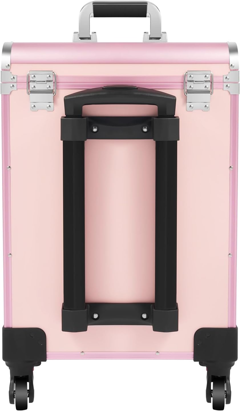 Kosmetikkoffer Trolley, Kosmetikkoffer Schminkkoffer mit 4 Rollen, Friseurkoffer Rollkoffer mit 2 Sc