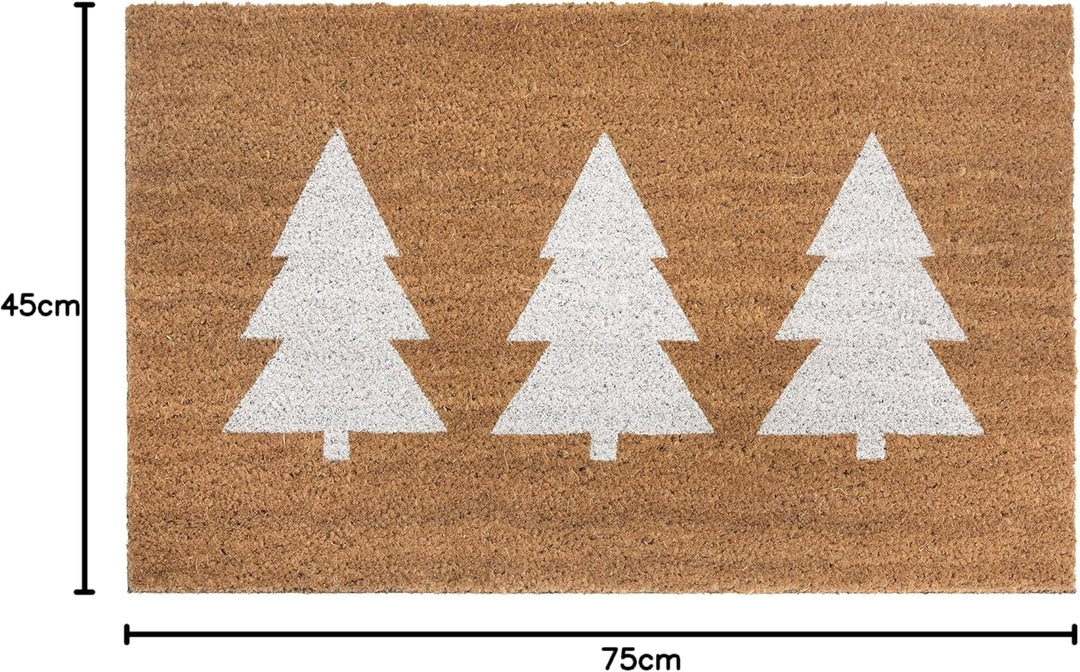 Hanse Home Kokos Fussmatte Weihnachten für Innen - Schmutzfangmatte Natur, Kokosmatte Weihnachtsbäum