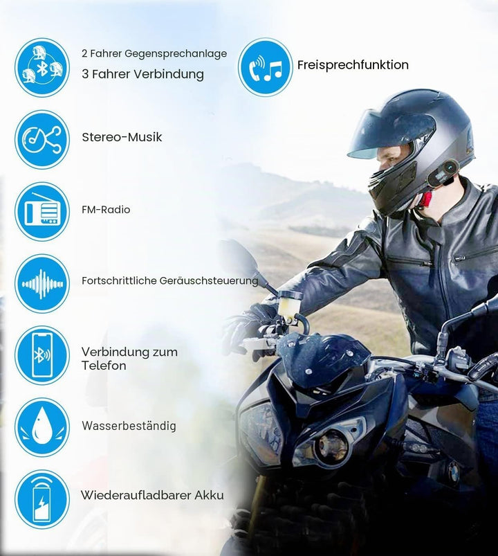 FreedConn TCOM-SC Motorrad Gegensprechanlage Headsets Motorradhelm Intercom Wasserdicht Wireless Int