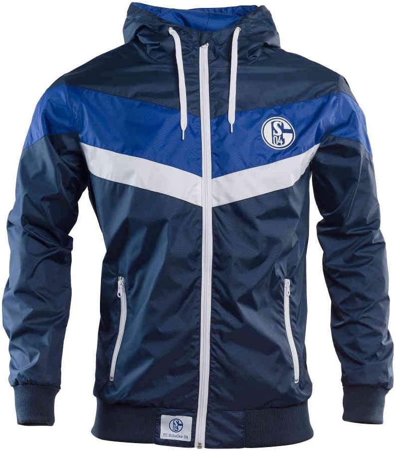 FC Schalke 04 Windbreaker Wind-Jacke Gr. S - 3 XL, Herren, Unisex, Anorak, Windjacke, Marine/Königsb