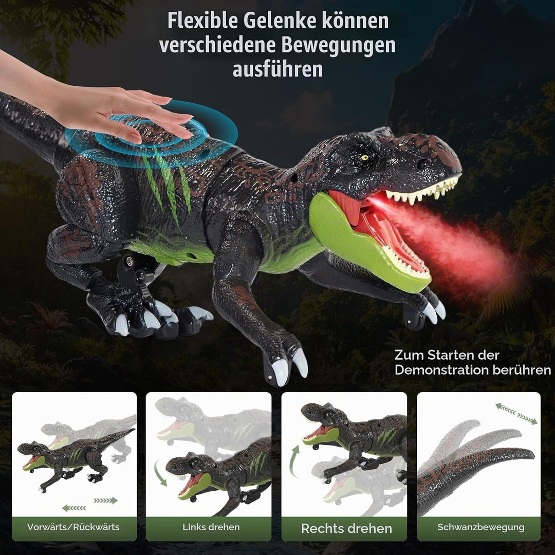 LEAPRCSTORE Ferngesteuertes Dinosaurier Spielzeug für Kinder mit Sprühen grün, grün