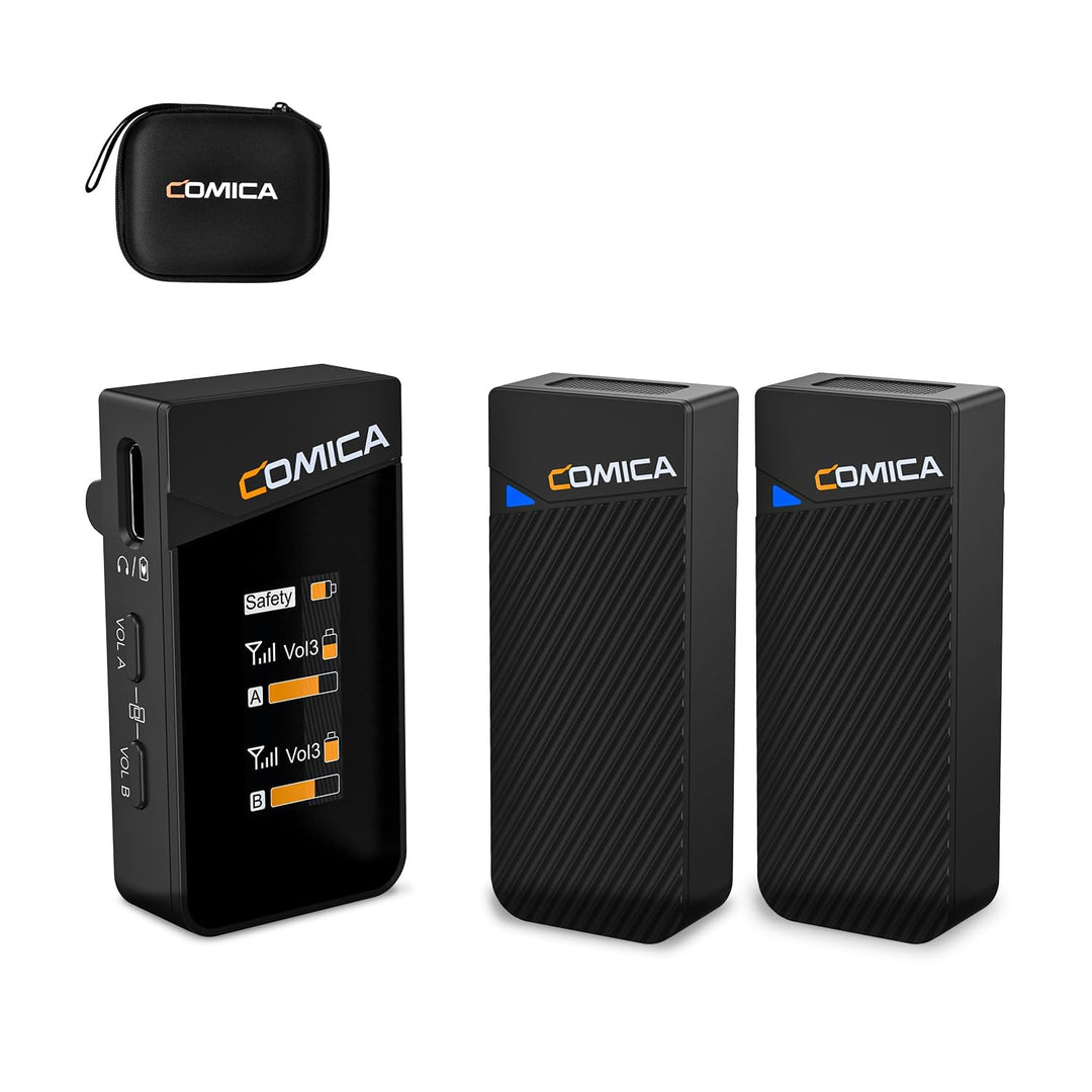 comica Vimo C2 Drahtloses Lavalier Mikrofon mit Noise Cancellation, 2.4G Funkmikrofon Ansteckmikrofo
