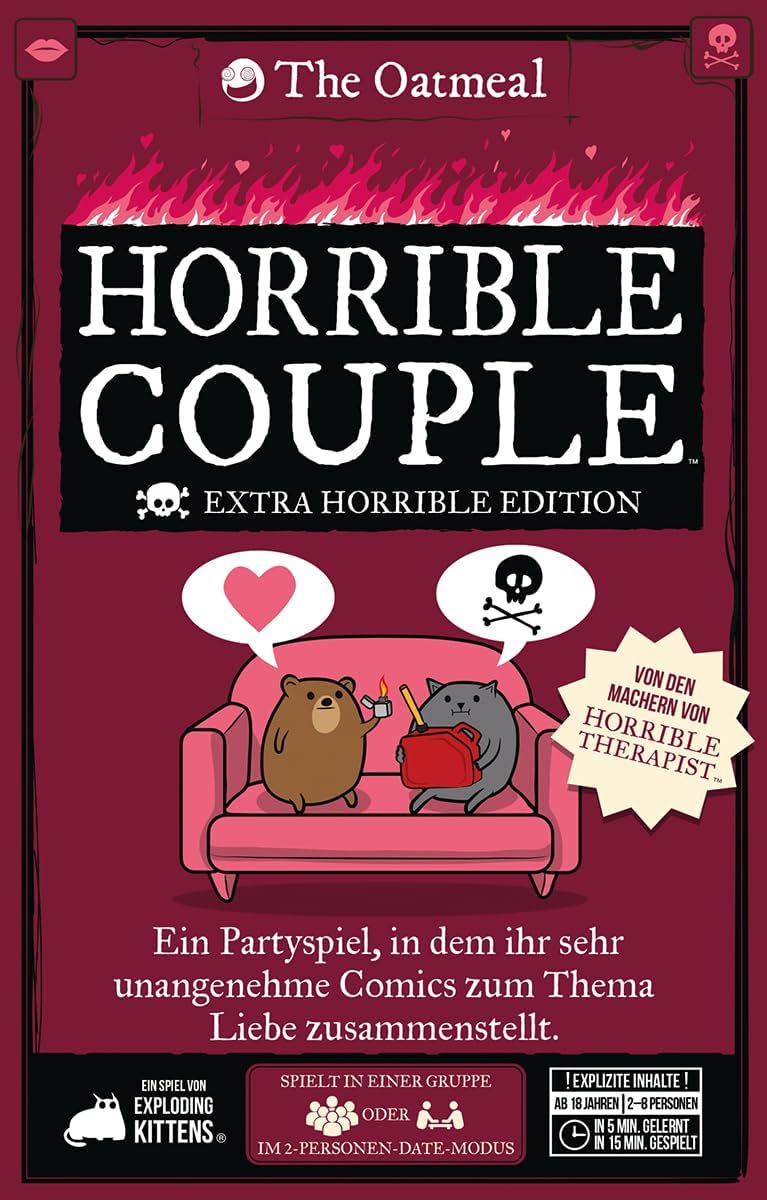 Exploding Kittens, Horrible Couple (Extra Horrible Edition), DE-Version, Nicht Jugendfrei, Partyspie