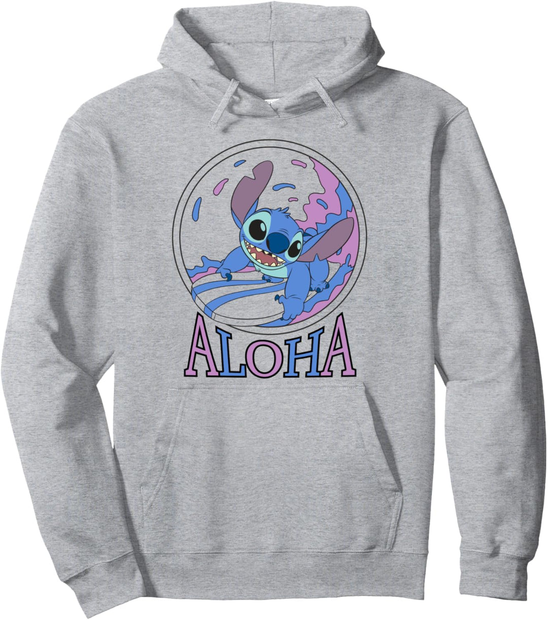 Disney Lilo & Stitch Aloha Happy Surfer Logo Pullover Hoodie