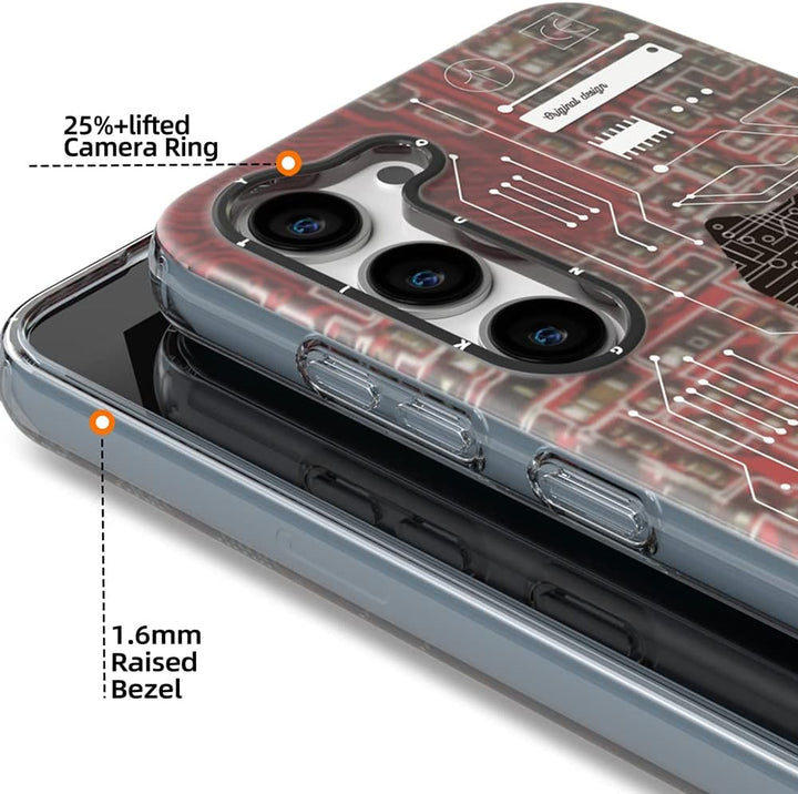 YOUNGKIT Handyhülle für Samsung Galaxy S23 Plus,Schutz in Militärqualität, Leiterplatten Muster Krat
