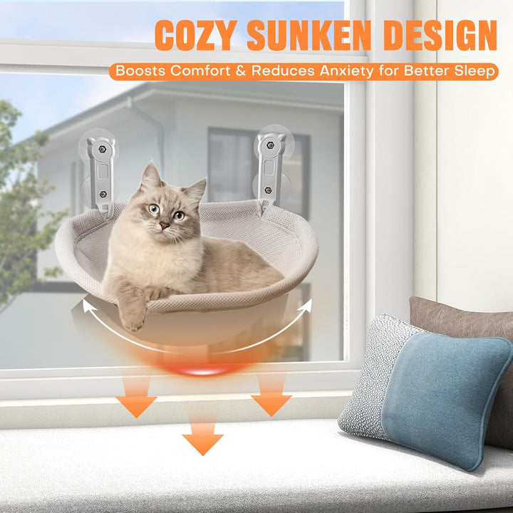 Homegroove Katzenfenster-Sitzplatz, 45 x 30 Zentimeter Faltbare Katzenhängematte für Fenster mit sta