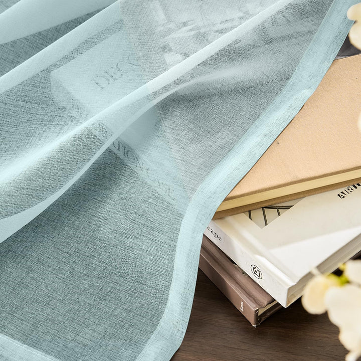 TOPICK Sheer Vorhang Mit Ösen Sheer Vorhänge Voile Halb Transparent Gardine Gaze Paarig Schals Fenst