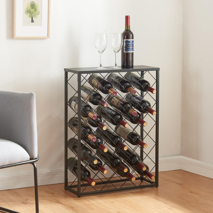 [en.casa] Weinregal Taivassalo Flaschenregal Metall Weinhalter für 25 Flaschen Schwarz Flaschenaufbe