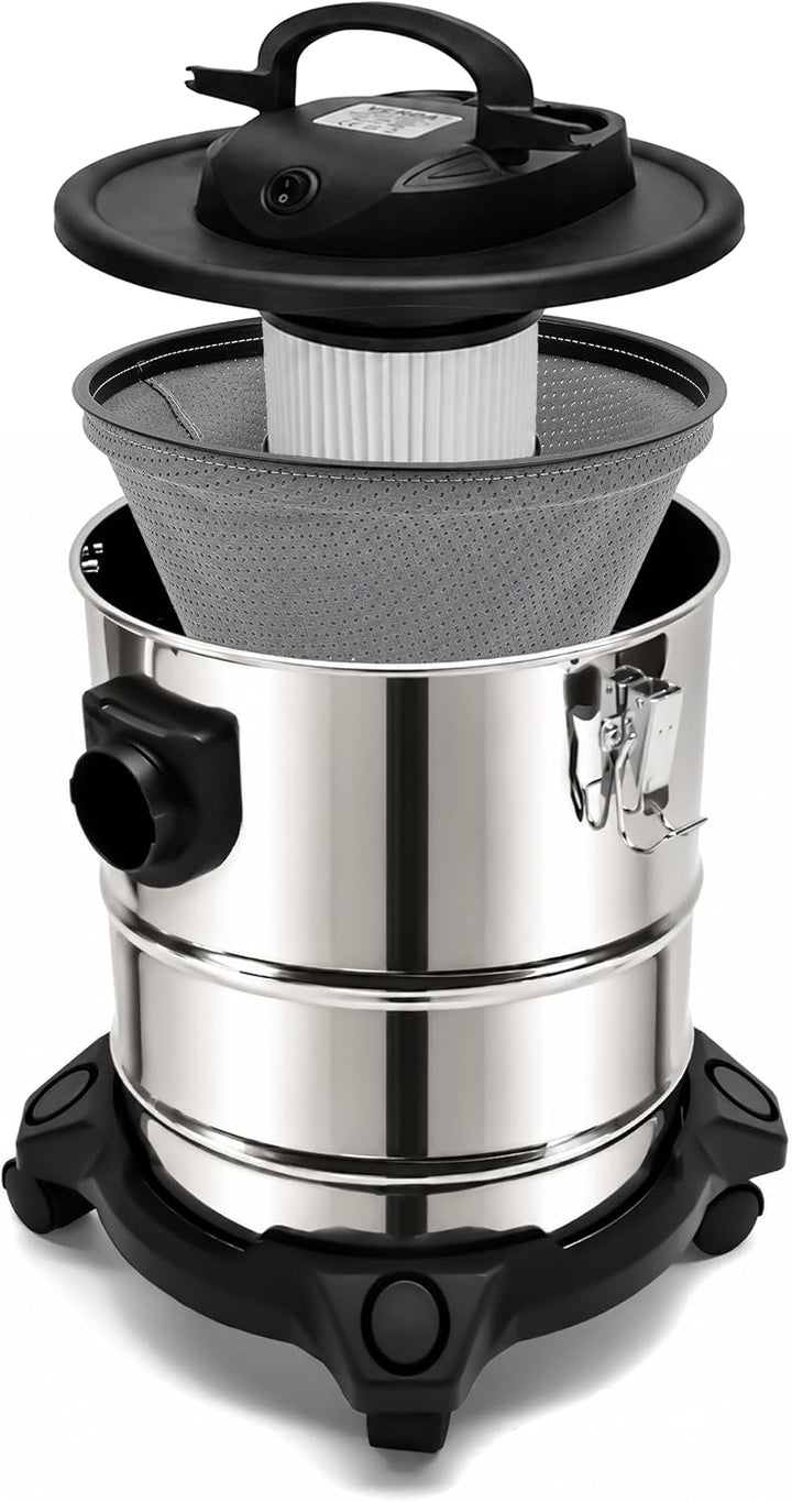 Aschesauger 20L 1650W Kaminsauger Staubsauger (Kabellänge ca. 4m) Inkl. HEPA Filter + Blasfunktion +