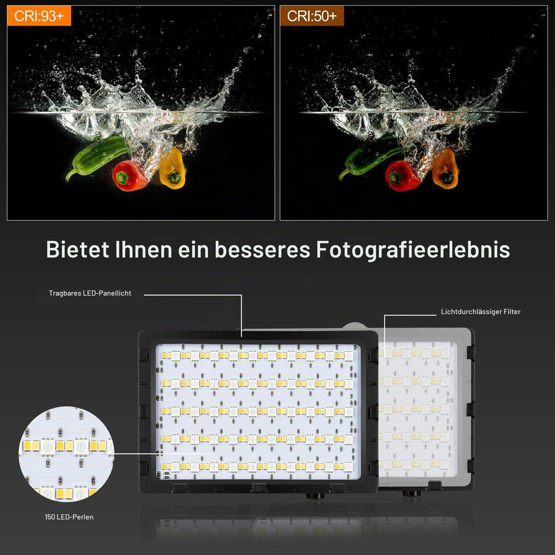 EMART 2-Pack Video Licht RGB, Dimmbare 5500K Videoleuchte LED USB mit Verstellbarem Stativ, Foto Lic