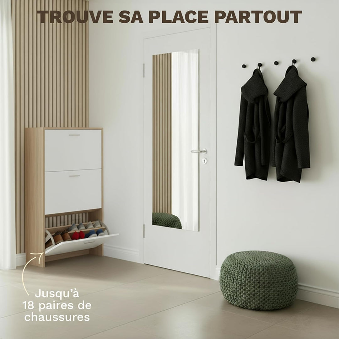 CATAVANA Schuhschrank Schmal - 3 Fächer für 18 Paar - Schuhregal Geschlossen - Platzsparend &amp; Modern