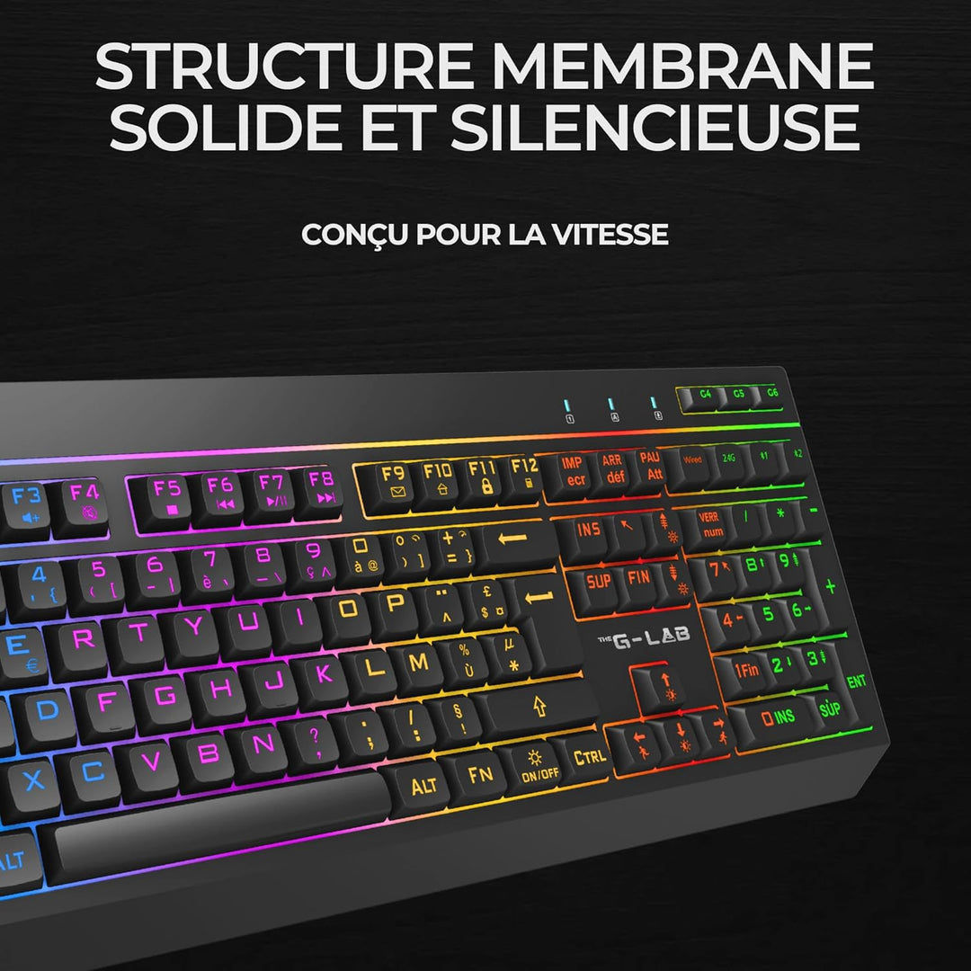 The G-Lab - Combo Tungsten EX – kabellose Tastatur – Dreifache Verbindung 2,4 GHz/BT/kabelgebunden –