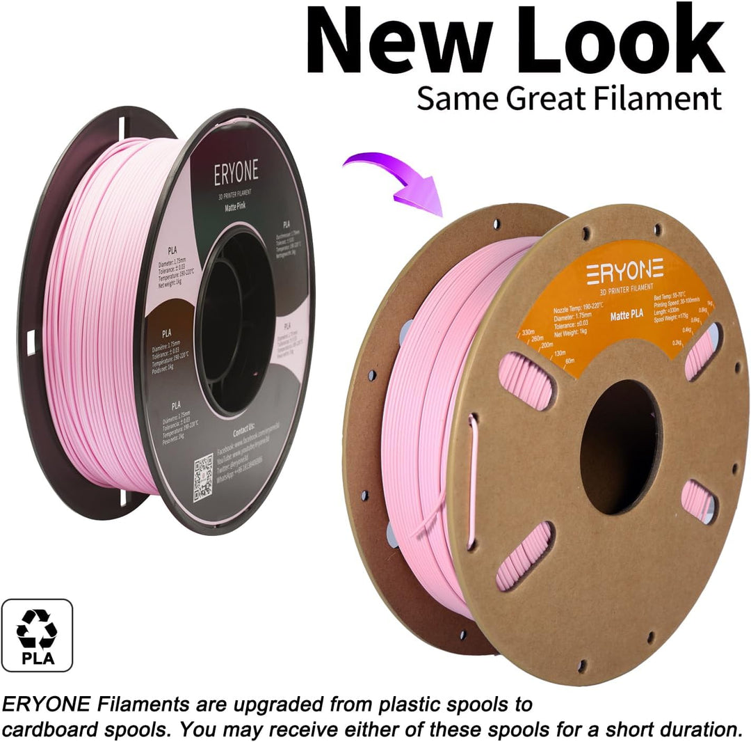 ERYONE Matte PLA 3D Drucker Filament 1.75mm, Massgenauigkeit +/- 0.03 mm, 1 kg 1 Spule, Matte Rosa