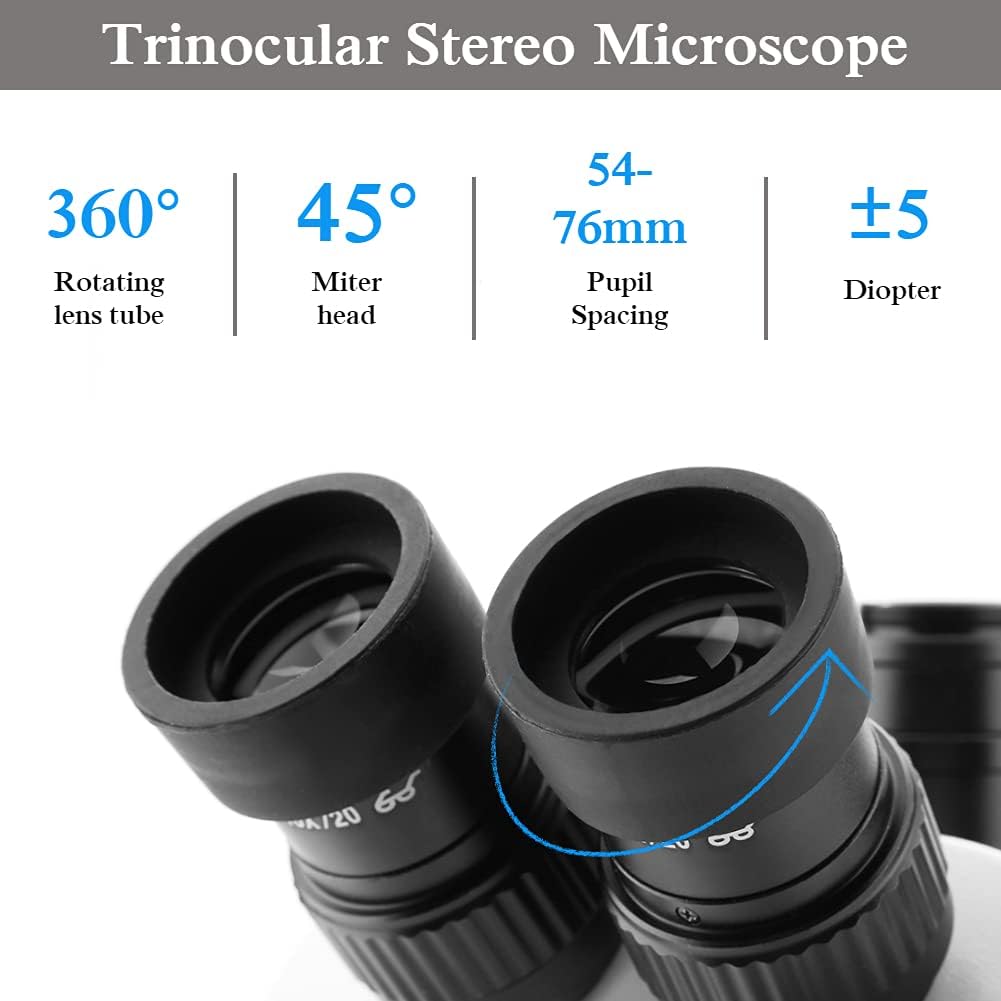 3,5X-90X Trinokular-Stereo-Zoom-Mikroskop Einstellbarer Tri-Vision-Arbeitsabstand von 30 bis 165 mm