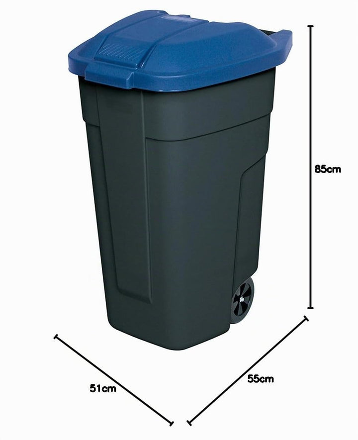 Wertstoffsammler, Inhalt 100 Liter, Korpus anthrazit, Deckel blau