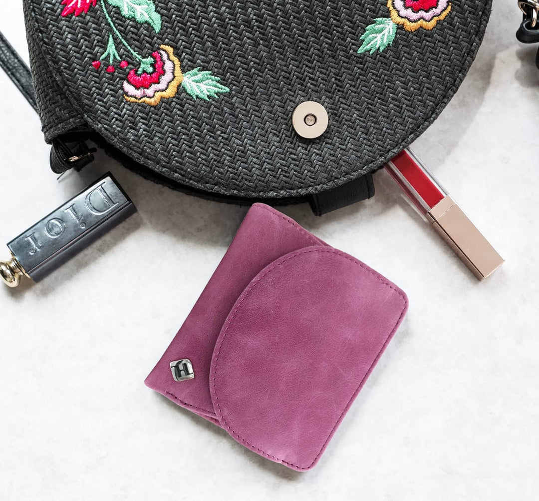 Geldbeutel Damen klein, Reise Portemonnaie, viele Fächer, Leder pink, RFID Blocker, Münzfach | Geldb