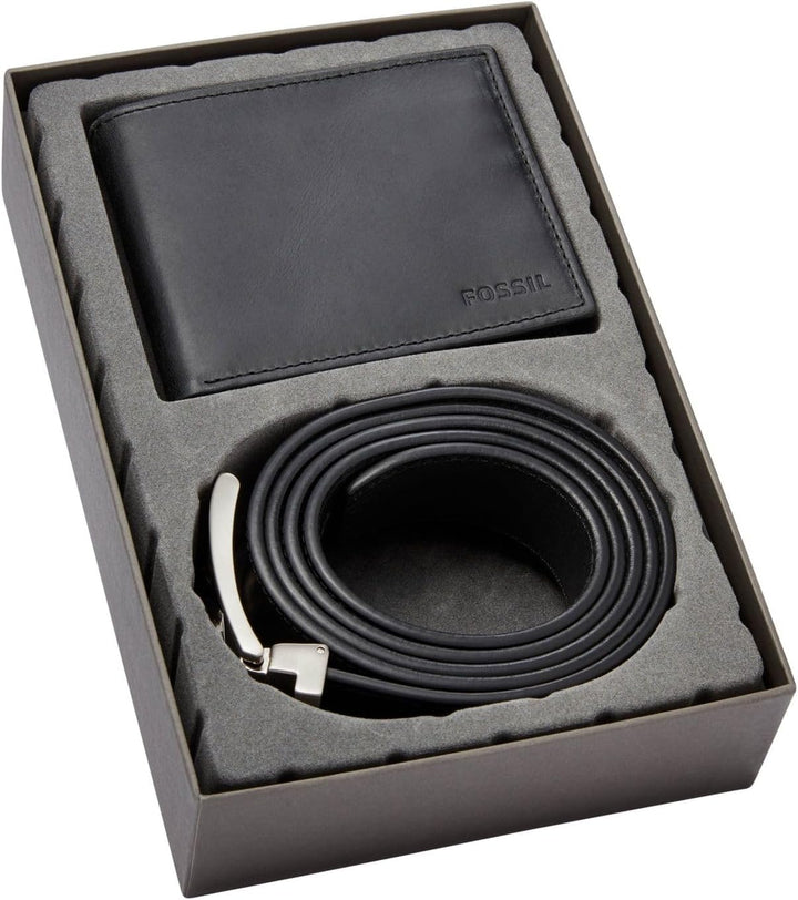 Fossil mens Derrick Travel Accessory Bi Fold Wallet, Schwarz, 11.43 cm L x 1.91 W 8.89 H EU, Schwarz
