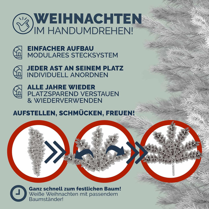 CASARIA® Weihnachtsbaum künstlich 150cm dichte Spitzen schneller Aufbau Metallständer naturgetreu sc