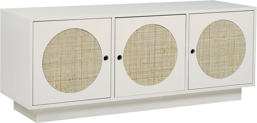 Sideboard Rattan weiss / beige 3 Türen 120 x 40 x 40 cm moderne Kommode Uyuni