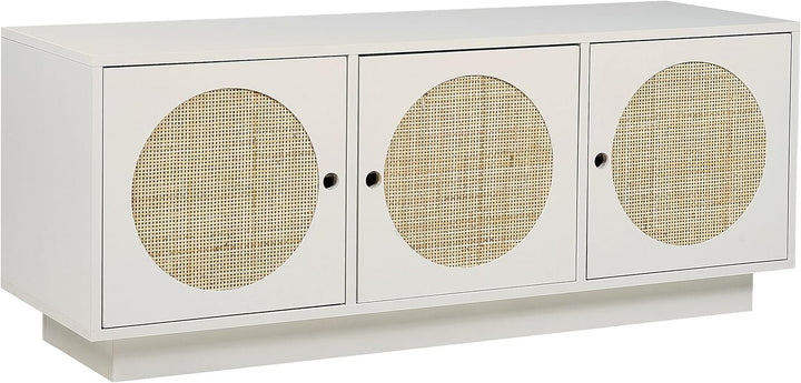 Sideboard Rattan weiss / beige 3 Türen 120 x 40 x 40 cm moderne Kommode Uyuni