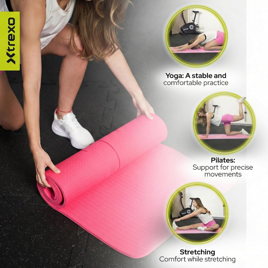TREXO 6 mm dicke Gymnastikmatte, Masse 183x61 cm Fitnessmatte mit rutschfester Oberfläche Aus TPE he