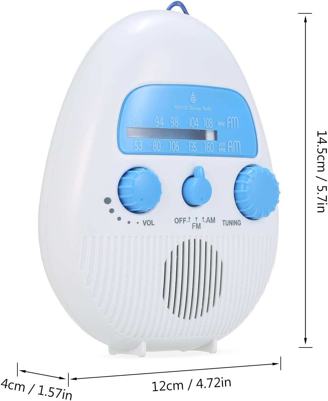 Wasserdichtes Duschradio AM FM Hängendes Kabelloses Badezimmerradio Batteriebetriebenes Badradio mit