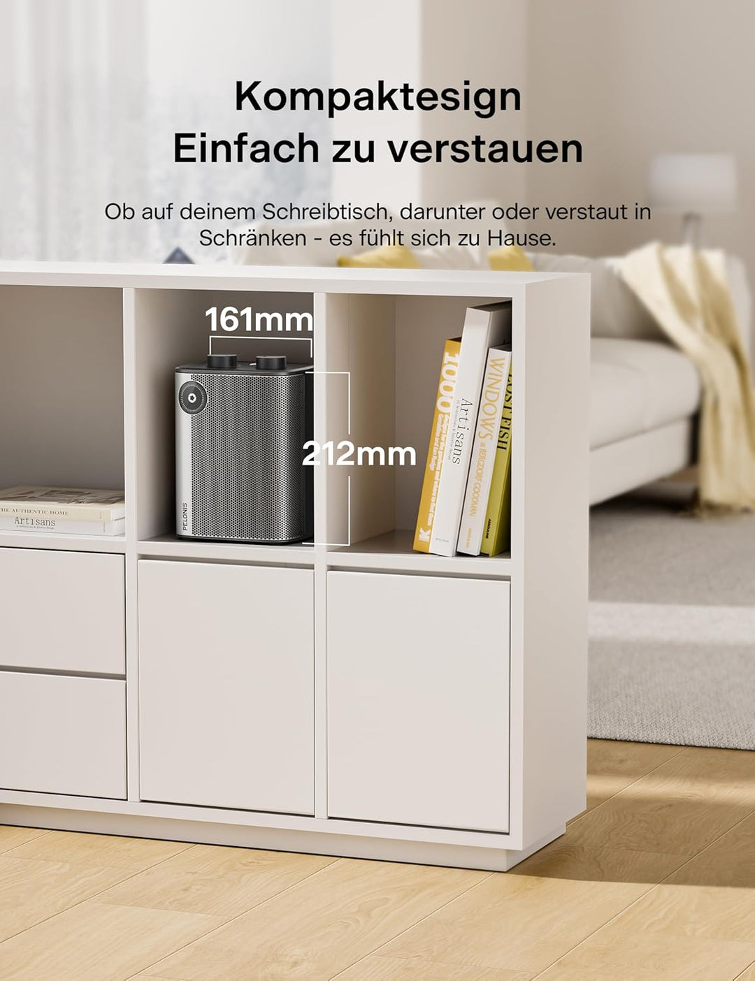 PELONIS Keramik Heizlüfter Mini 2000W mit Fernbedienung, 2S Schnellheizung, 5 Stufen inkl. ECO Modus
