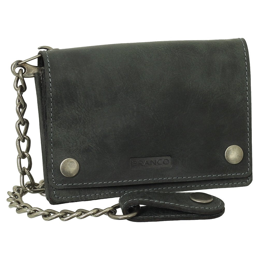 Ledershop24 Luxus Leder Bikerbörse mit Kette Biker Geldbörse Portemonnaie Geldbeutel 13,5 cm vers. F