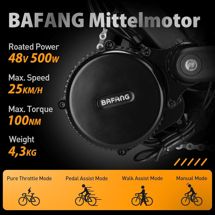 BAFANG Mittelmotor 250W/350W/500W/750W/1000W mit 13/15/20/22,4 Ah Akku, eBike Umrüstsatz with eBike