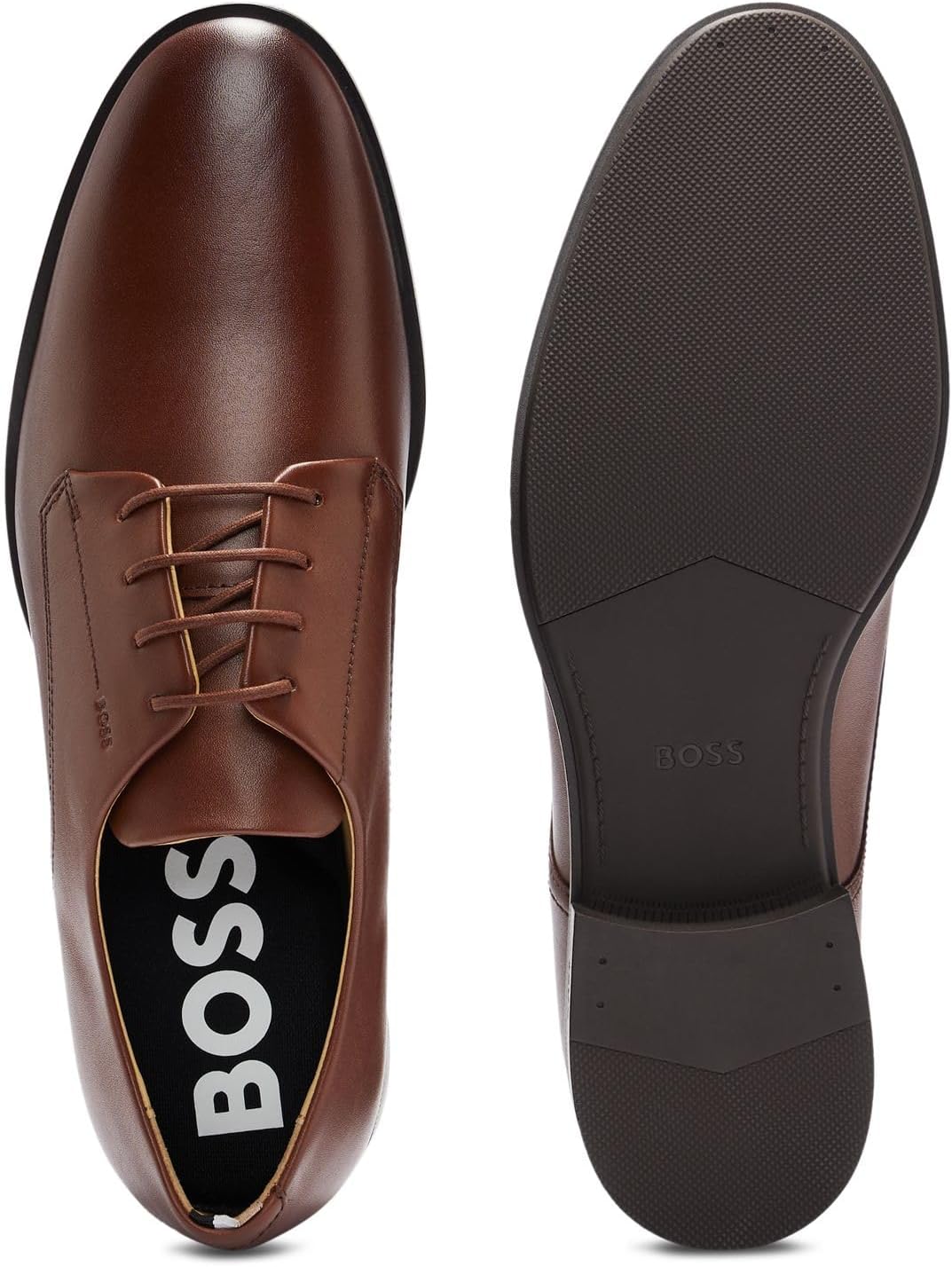 BOSS Herren Colby Derb Leder-Derbys mit Logo-Prägung Grösse 39.5 EU Braun, 39.5 EU Braun