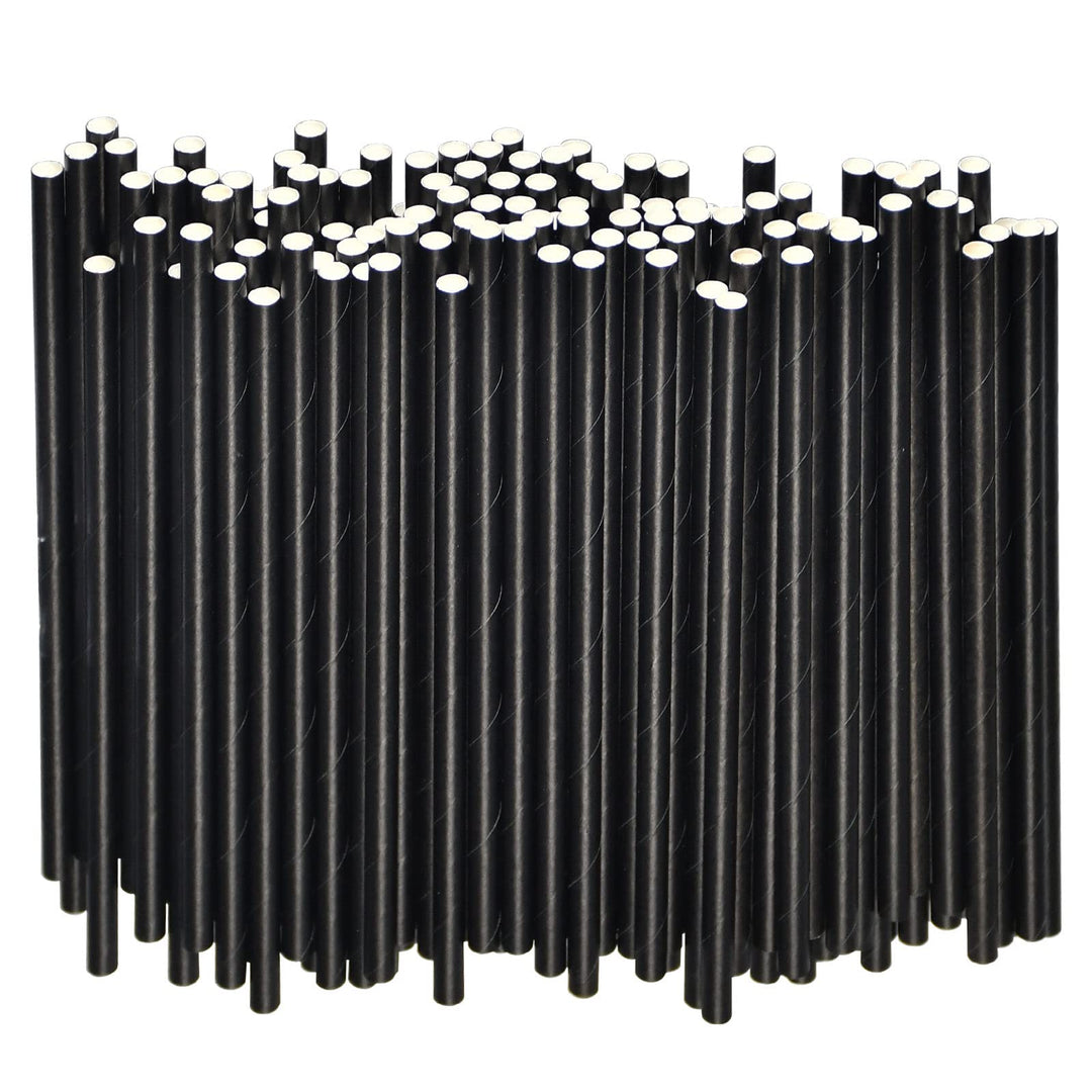 Kleine schwarze Papierstrohhalme für Cocktails, Kaffee & Short Drinks - 14,6 x 0,6 cm, 500 Stück - 1