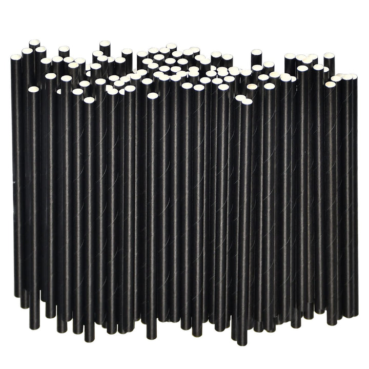 Kleine schwarze Papierstrohhalme für Cocktails, Kaffee & Short Drinks - 14,6 x 0,6 cm, 500 Stück - 1