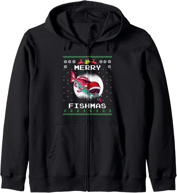 Merry Fishmas Weihnachten Angler Angeln Kapuzenjacke