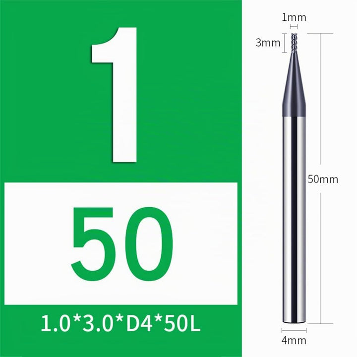 5 Stücke Hartmetall Schaftfräser 1mm, 4 Zähne/4 Schneiden CNC Fräser, HRC 55, AlTiN Schwarz Beschich