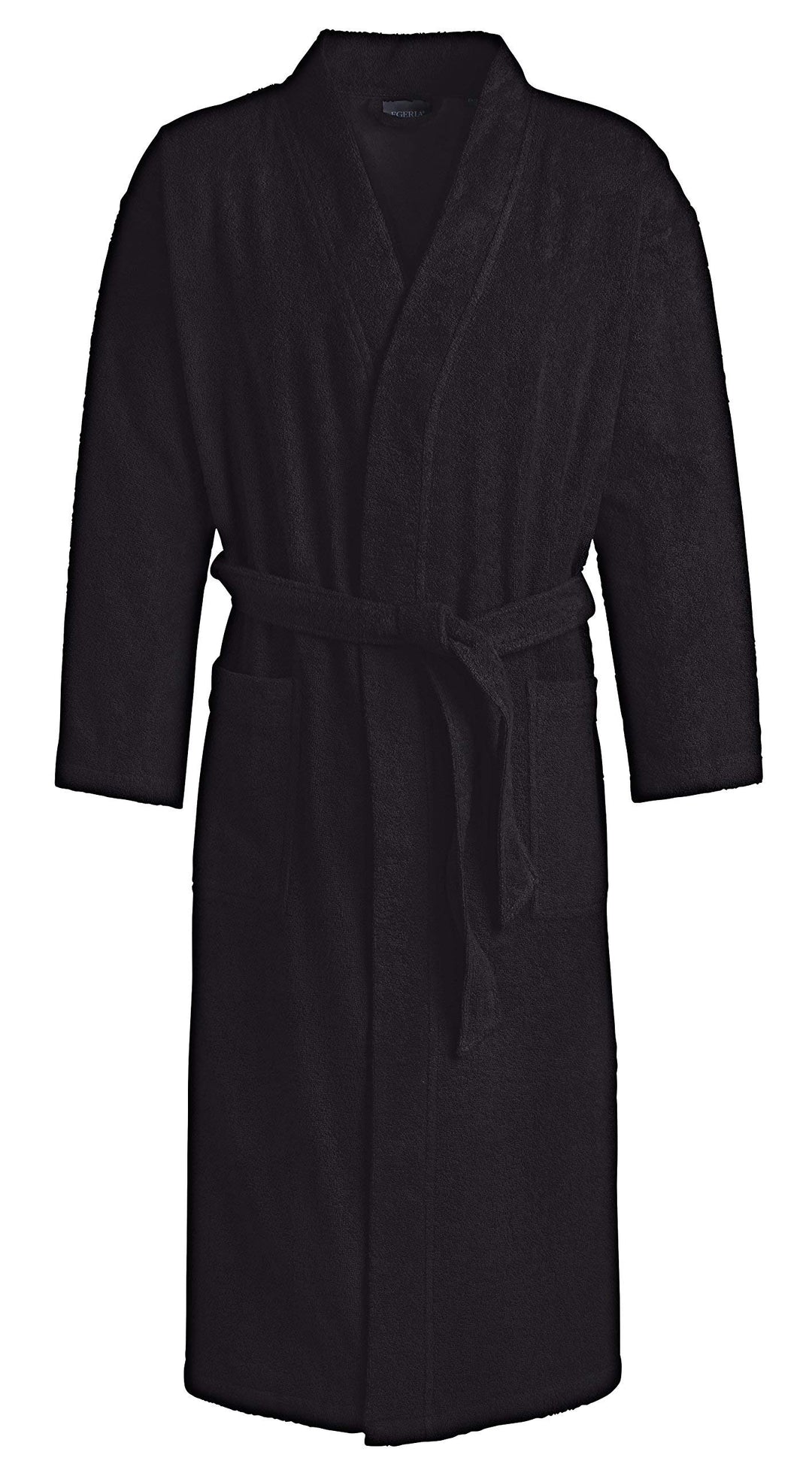 Egeria TOPAS Unisex Bademantel in Kimonoform für Damen und Herren, Grösse L, Farbe Black Schwarz S-X