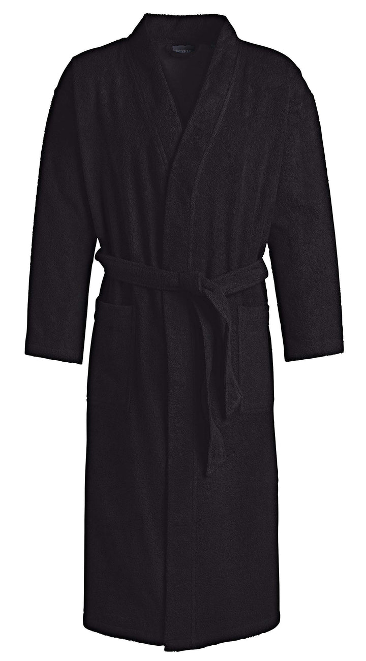 Egeria TOPAS Unisex Bademantel in Kimonoform für Damen und Herren, Grösse L, Farbe Black Schwarz S-X
