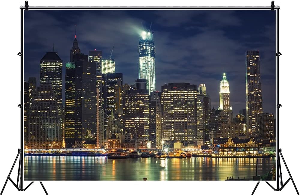 Renaiss 3x2m Stadt Nachtansicht Hintergrund New York Landschaft Hintergrund Amerikanische Wahrzeiche