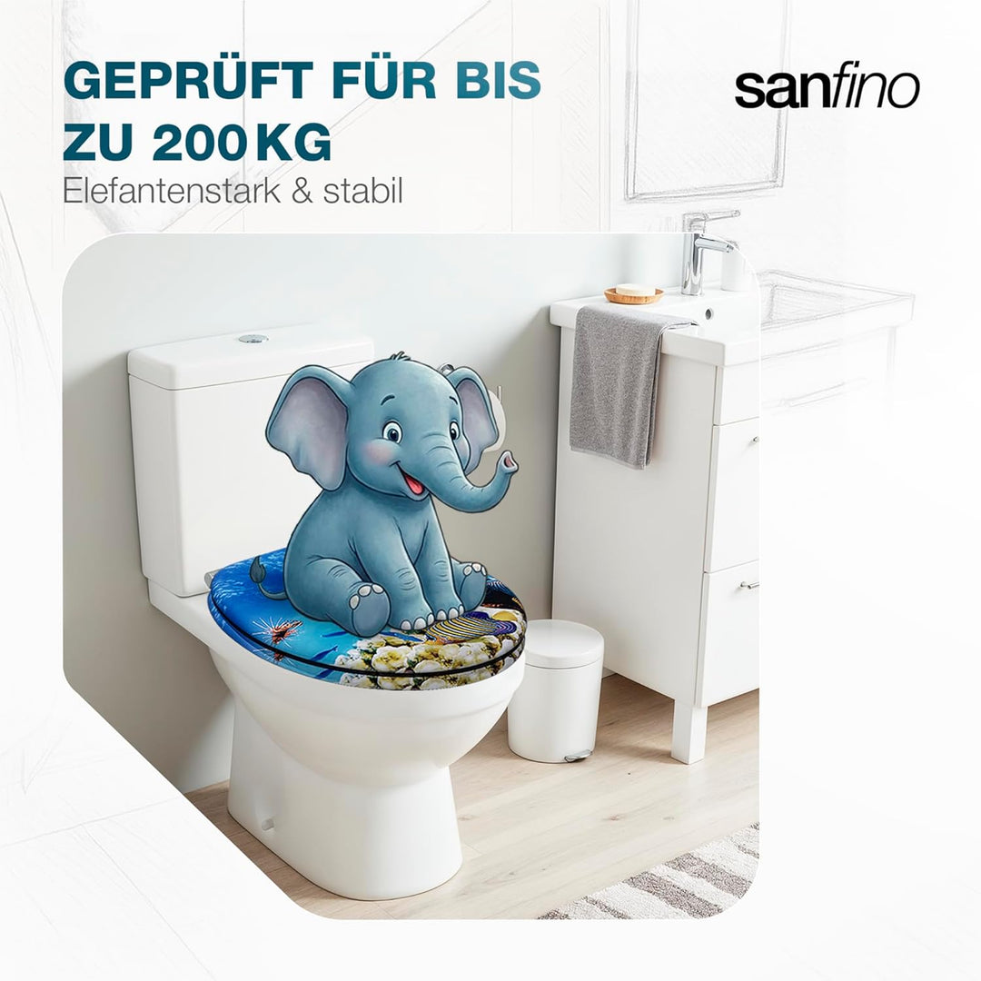 Premium WC Sitz mit Absenkautomatik – hochwertige Toilettendeckel aus Holz, viele bunte Motive, hohe