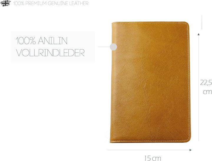 DELMON VARONE - Personalisierbares Notizbuch Etui DIN A5 aus Premium Vintage Anilin Leder braun, Bla