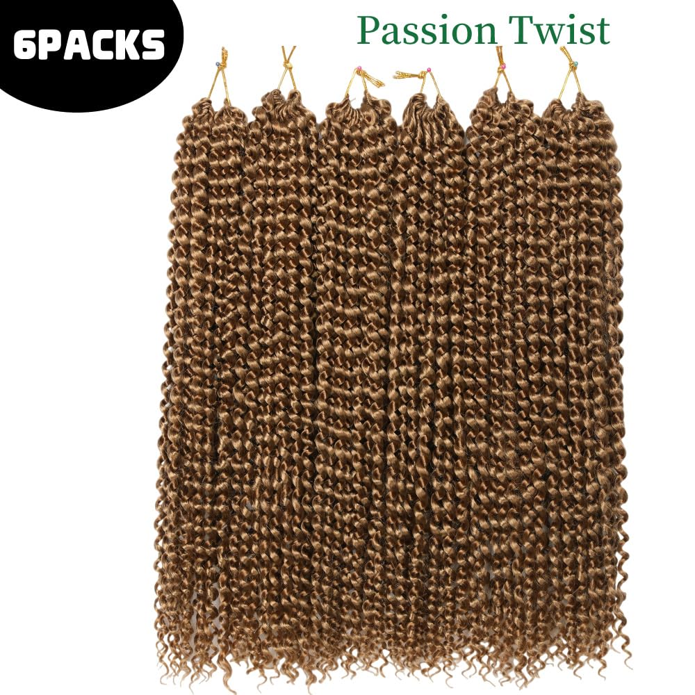 Passion Twist Hair,Passion Twist Crochet Braids Hair, 6 Packs 18 Inch (45.5 cm) Braids/Extensions, F