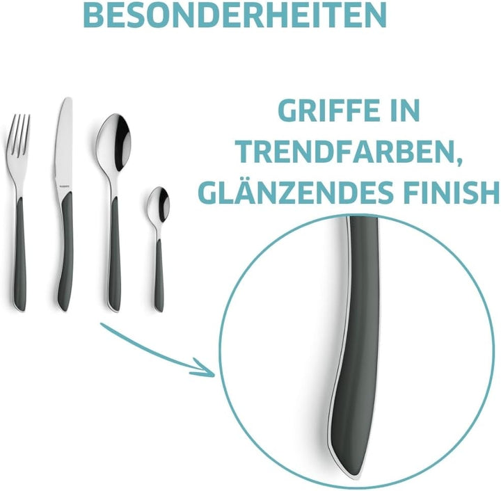 Kuppels Prisma Besteck Set für 6 Personen aus Edelstahl poliert | Besteckset 24-teilig | Hochwertige