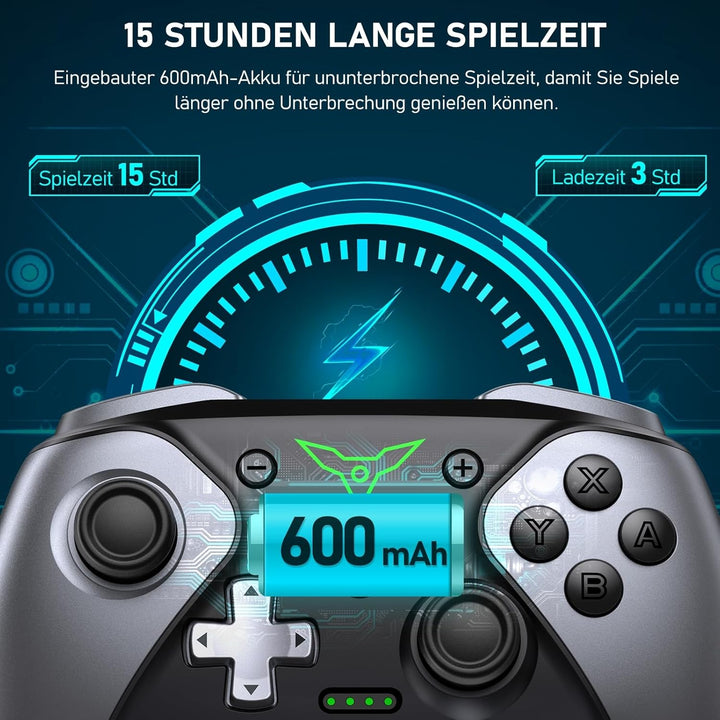 HELLCOOL Switch Controller, Pro Controller Switch mit Präzise Bewegungssteuerung/Dual Motors Vibrati
