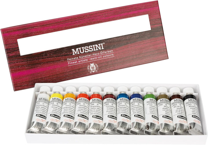 Schmincke - MUSSINI feinste Harz-Ölfarben, Kartonset, 12 x 15 ml Set, 70 012 097