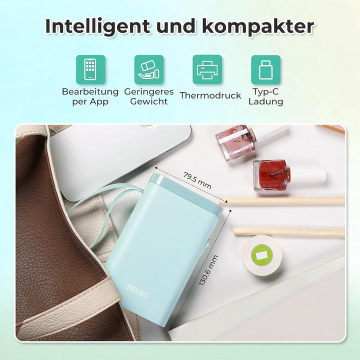 Nelko Etikettendrucker, Bluetooth P21 Selbstklebendes Etikettiergerät Tragbarer beschriftungsgerät s