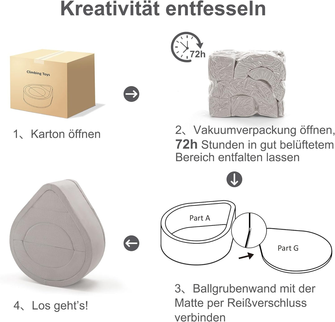 Zedachica 7PCS Schaumstoff Bausteine für Kinder,Softbausteine Baby mit Bällebad für Indoor Klettern,