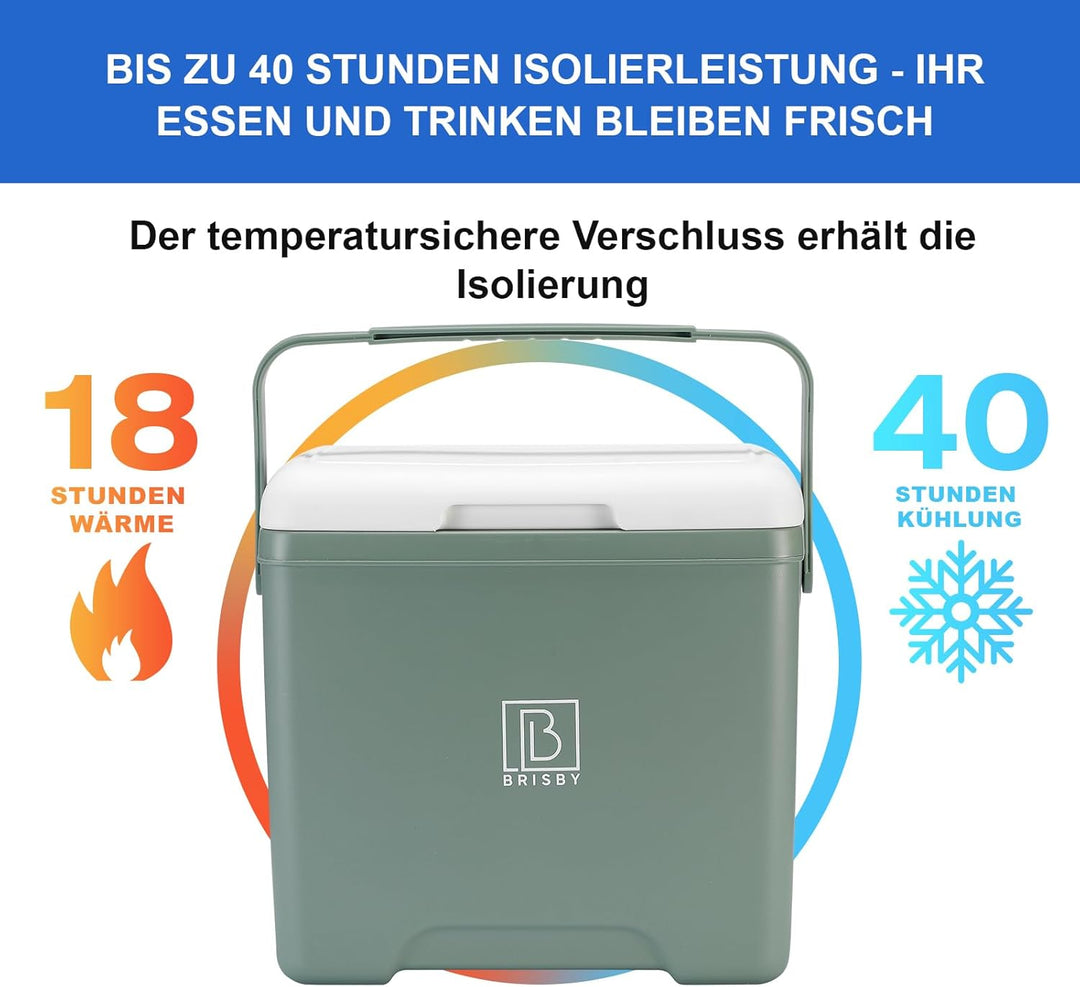 Brisby Kühlbox - 13 und 22 Liter, 18 Stunden warm - 40 Stunden kühl - Inklusive Kühlelemente 450 ML