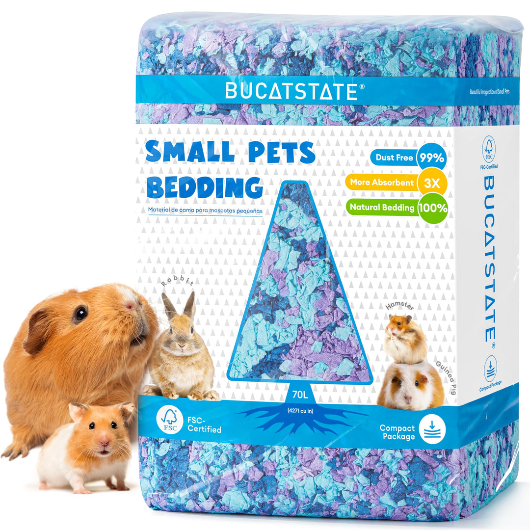 BUCATSTATE Hamsterstreu 70L, wirklich zu 99,9% staubfreie Papier-Einstreu für Nager mit Geruchskontr