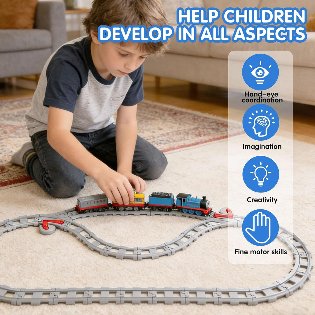 BOYIFEIJIE 47PCS Bausteine Schienen Set - City Eisenbahn Schienen Bestehend Mit Geraden, Kurven & Kr