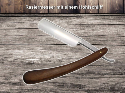 Set Rasiermesser Hohlschliff + Holzgriff mit Schleif-Paste aus Solingen 2-Teilig